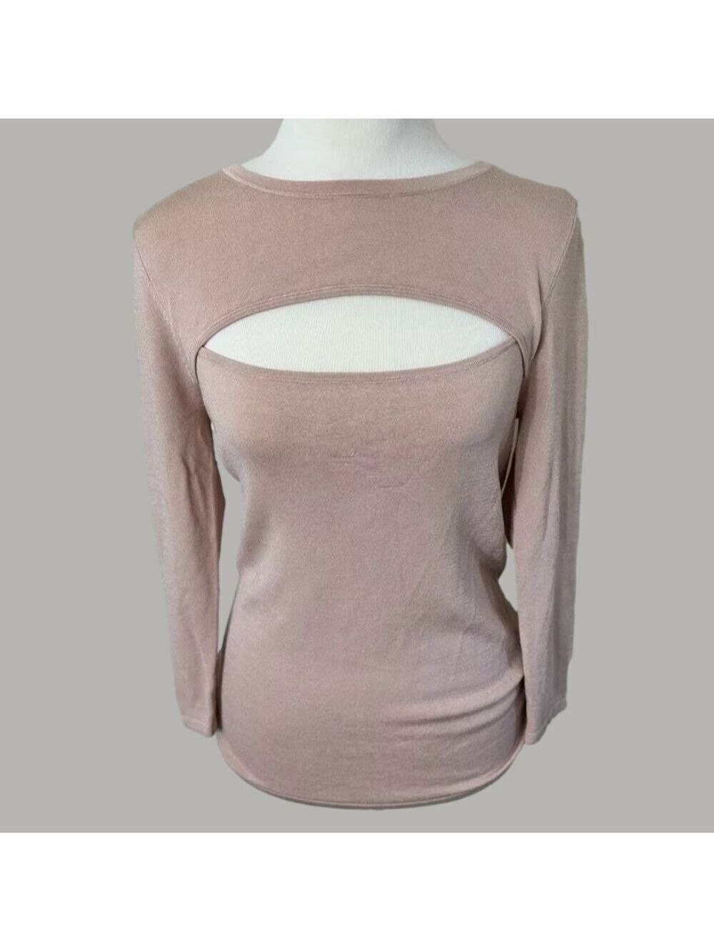 L'Agence Jocelyn Cutout Knit Pullover Sweater Long Sleeve in Blush Pink Size L - Picture 3 of 10